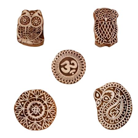 Set of 5 Piece New Mix Wooden Printing Blocks